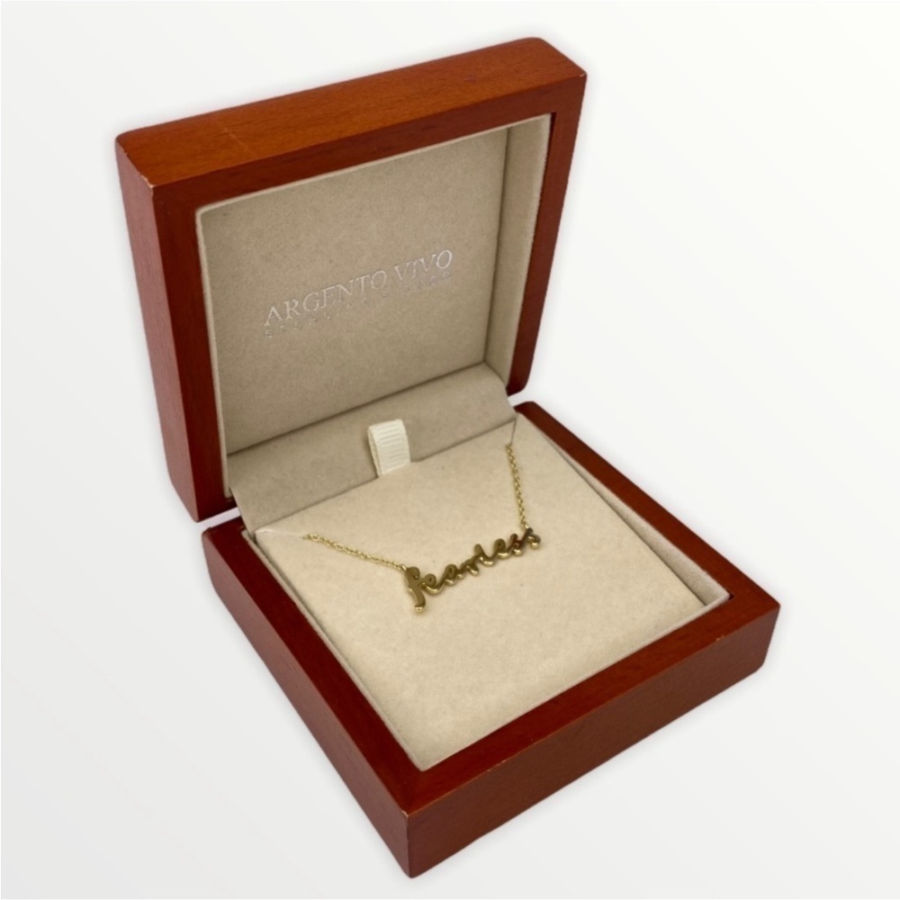fearless Necklace from Argento Vivo Script Message Gold Word Art nwt New - Picture 8 of 9